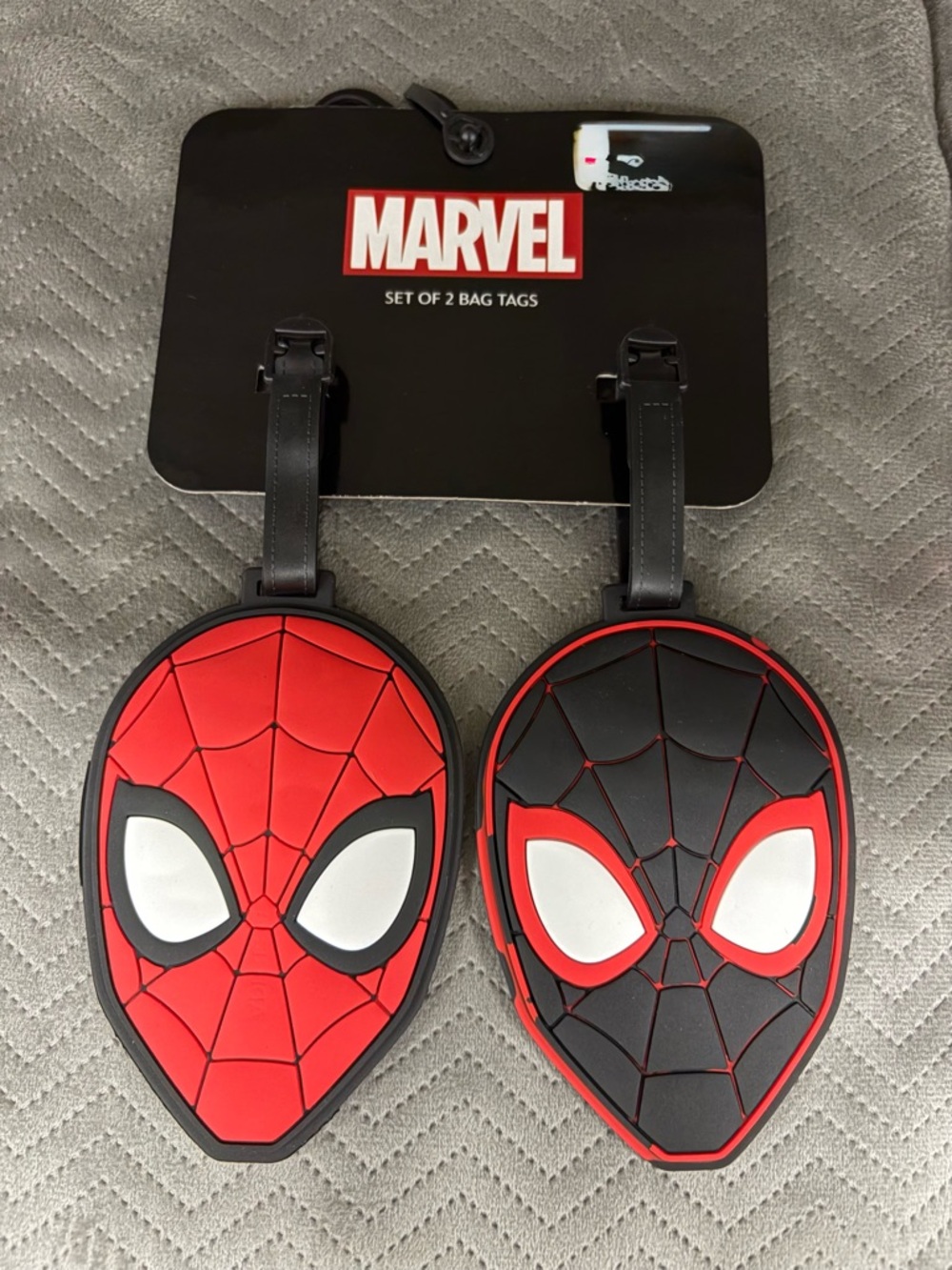 Marvel Spider-Man Silicone Face Luggage Tags backpack tags - Red & Black